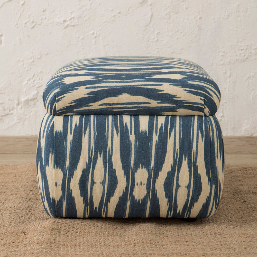 Deva Ikat Ink Ottoman
