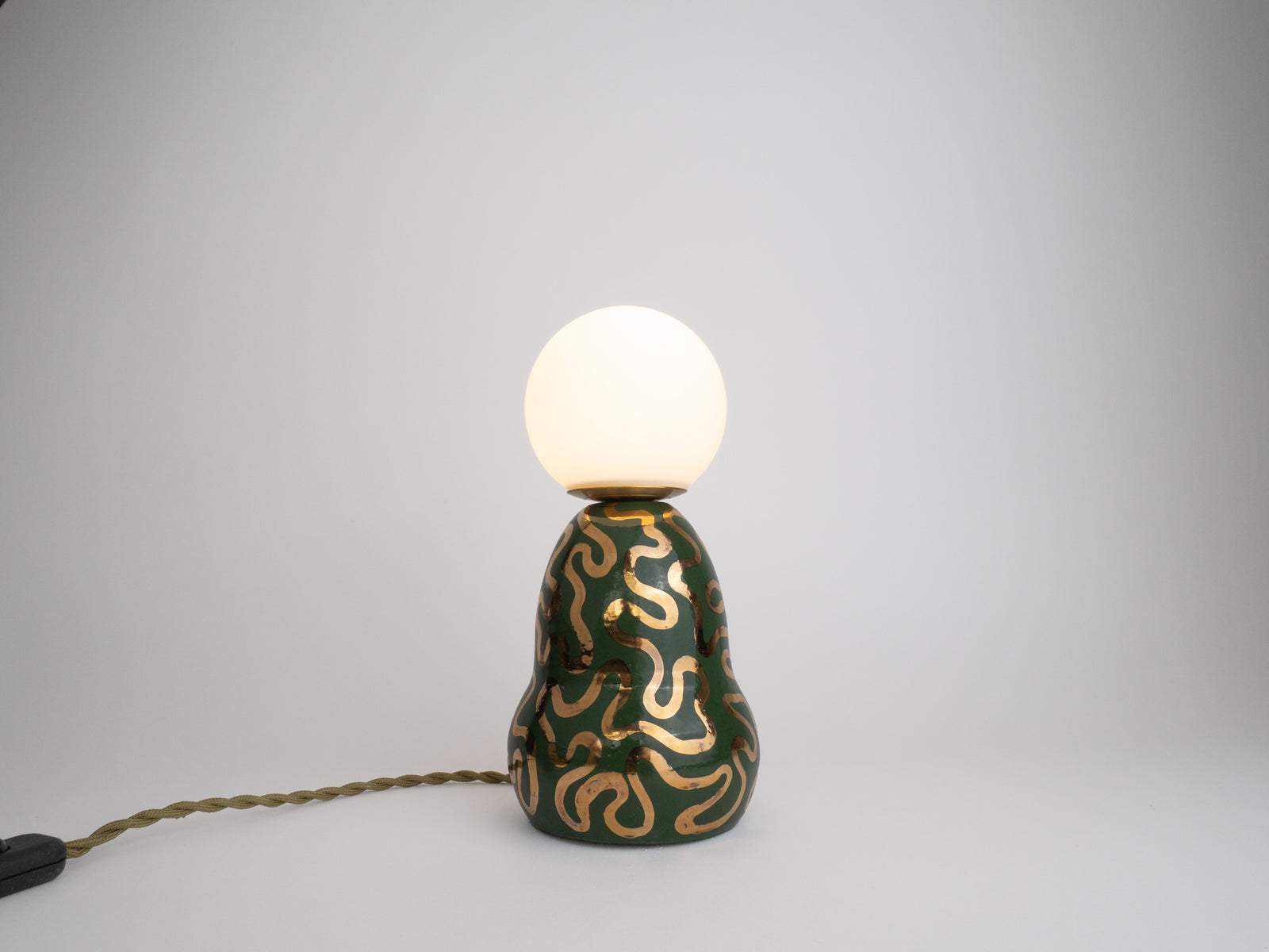 'Wiggle' Table Lamp w/ Bulb - Green & Gold