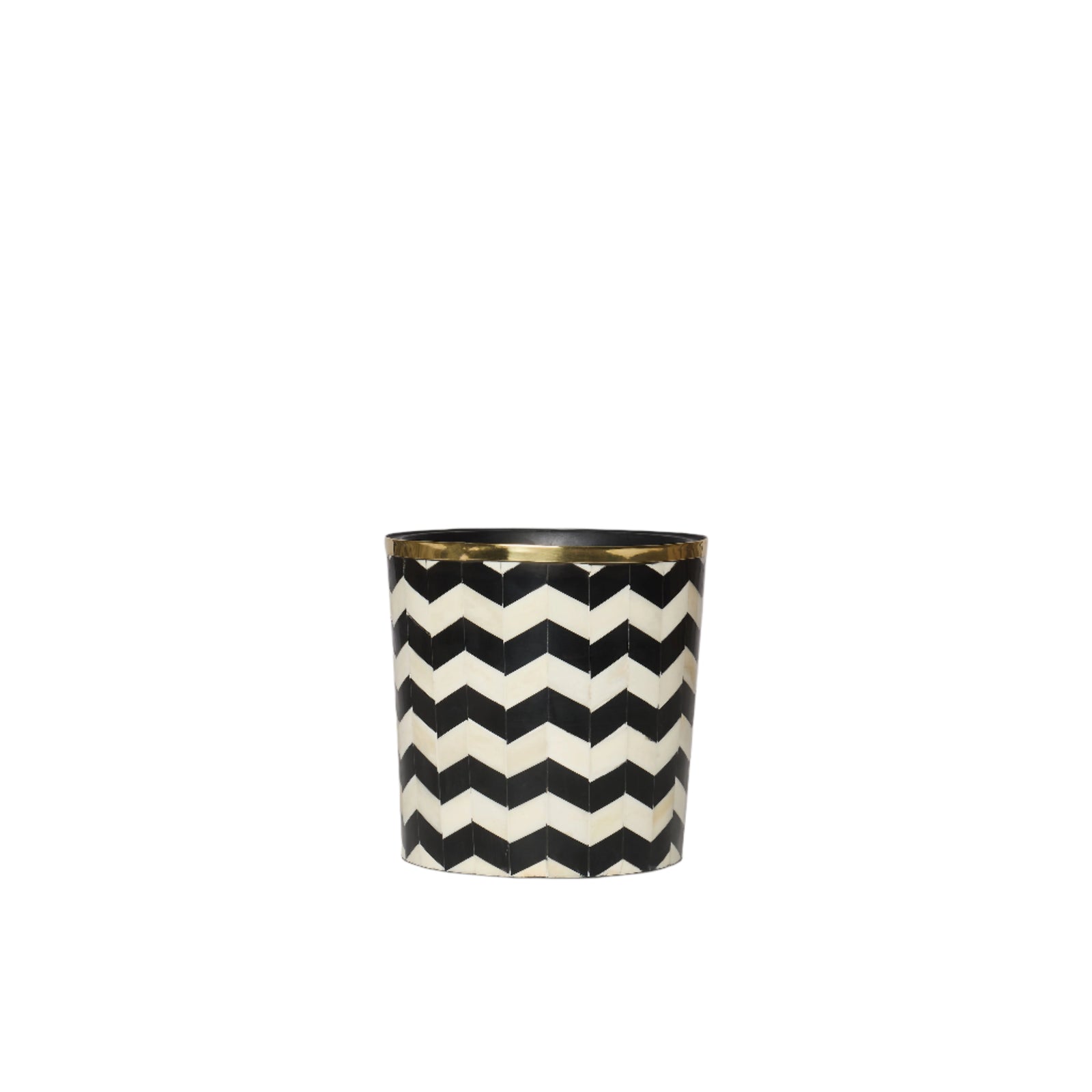 Round Inlay Planter | Medium | Black | Chevron