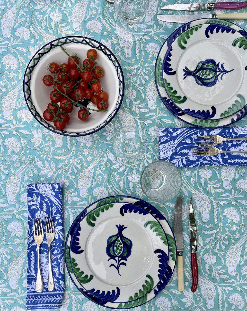 Parrot Tablecloth In Aqua