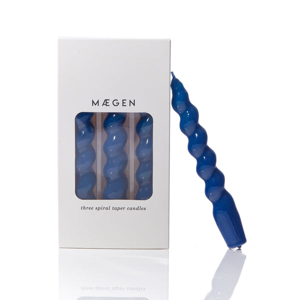 Spiral Taper Candle | Navy
