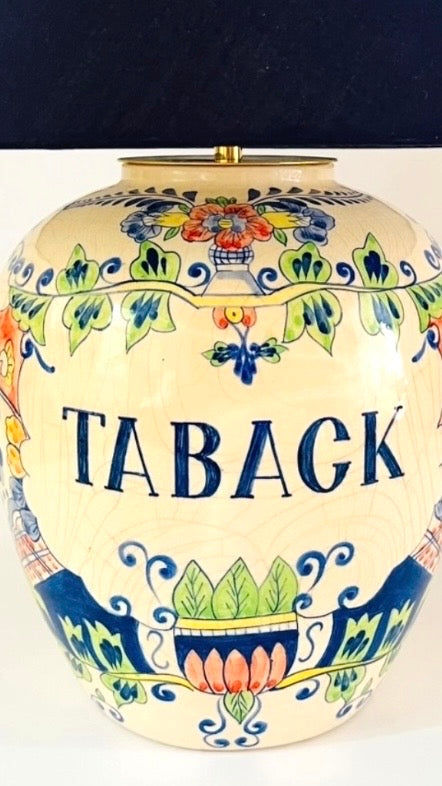 Large Antique Delft Tobacco Lamp
