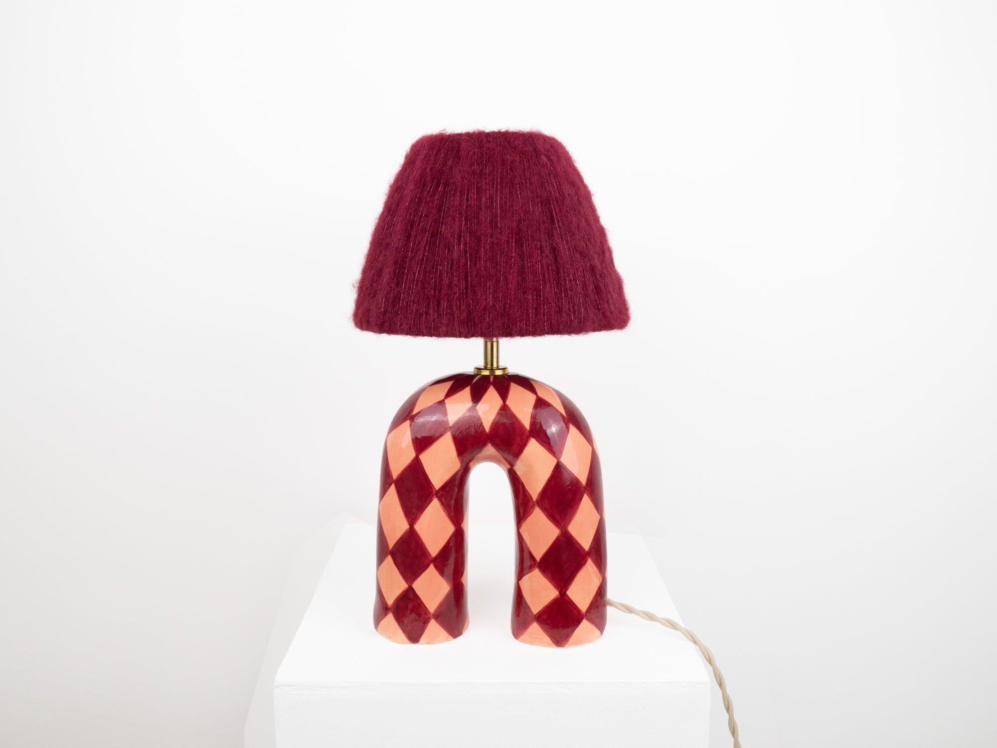 'You' Table Lamp - Maroon Diamonds