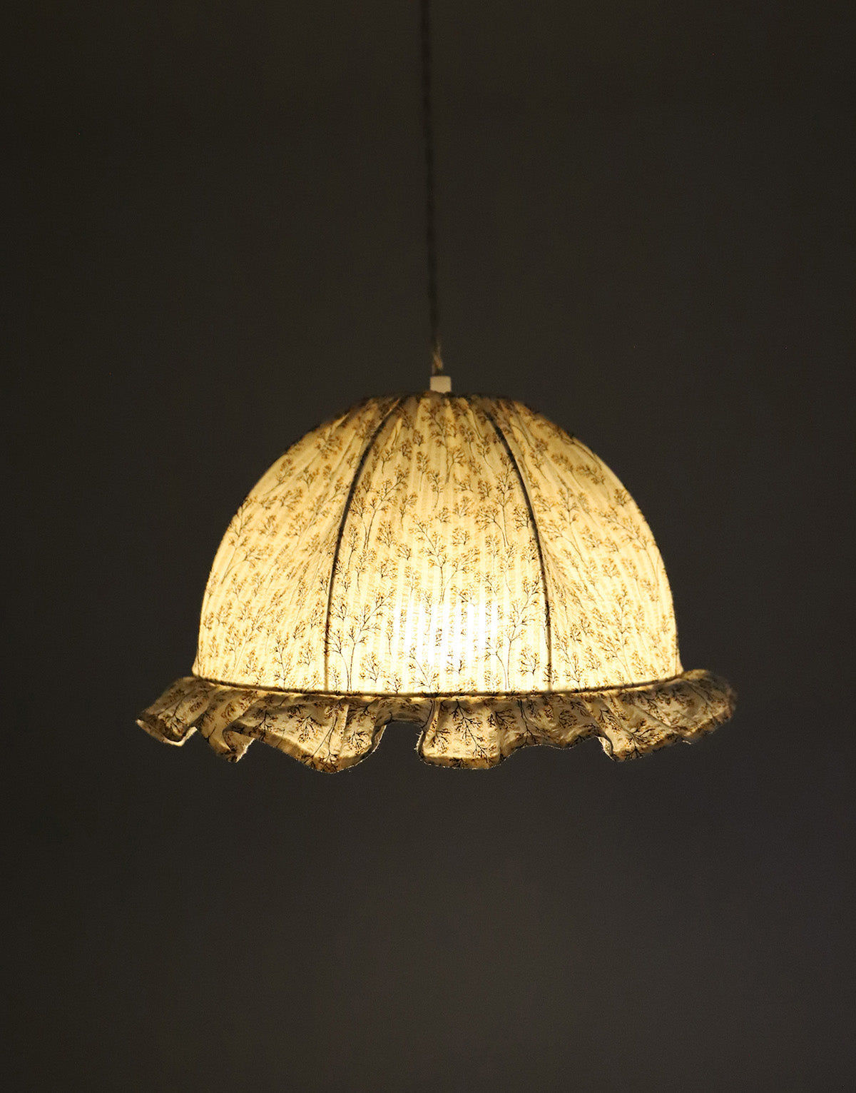 Rounded Dome Pendant Light with Ruffles Margaret Printed ‘Twig’