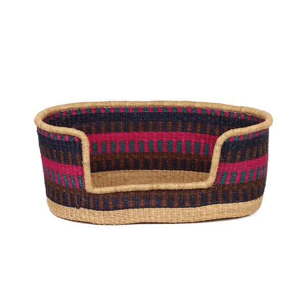 OKRA: Pink, Brown and Aqua Dog Basket - Small