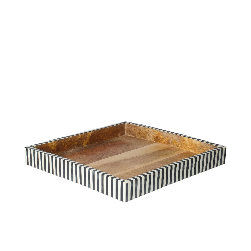 Square Inlay Tray | Large | Black  | Striped