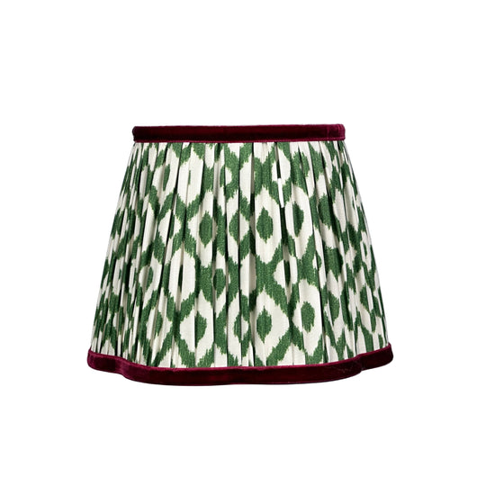 Athena Silver Rechargeable Table Lamp (Green Ikat Velvet Rim)