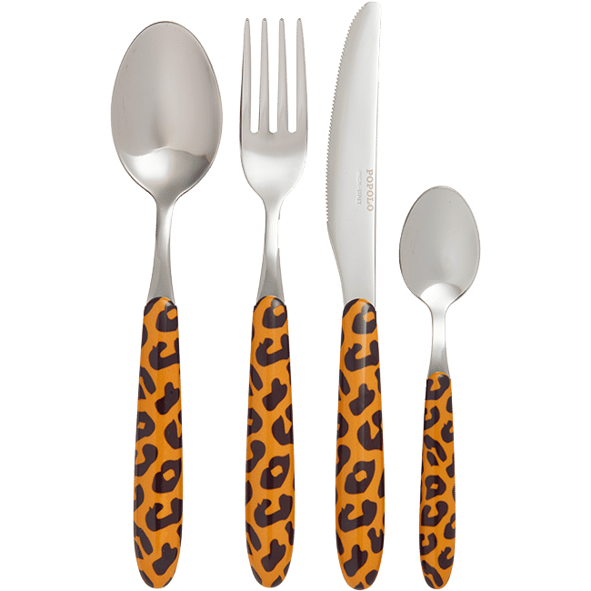Cutlery Set of 4 Leopard