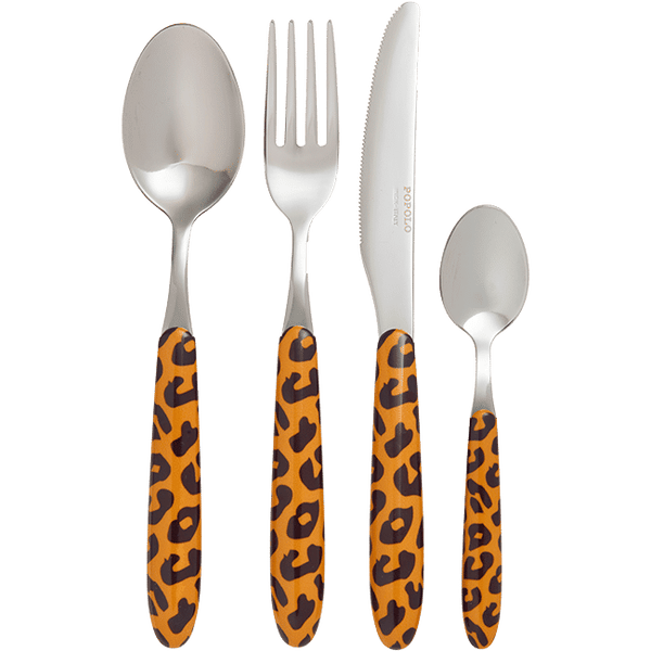 Cutlery Set of 4 Leopard