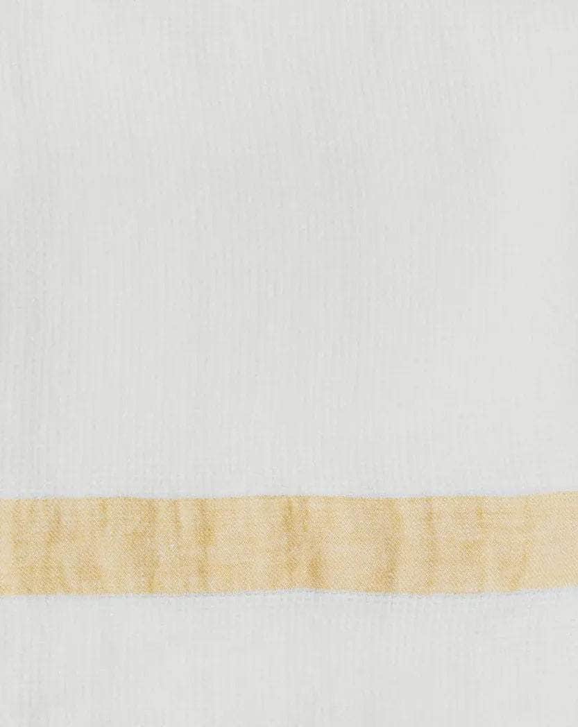 Linen waffle guest towel - Yellow Stripe