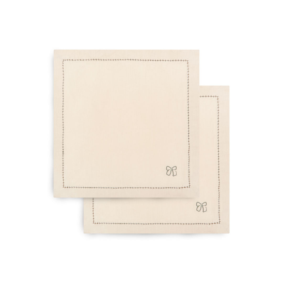 Embroidered Linen Napkins, Set of 2 - Natural