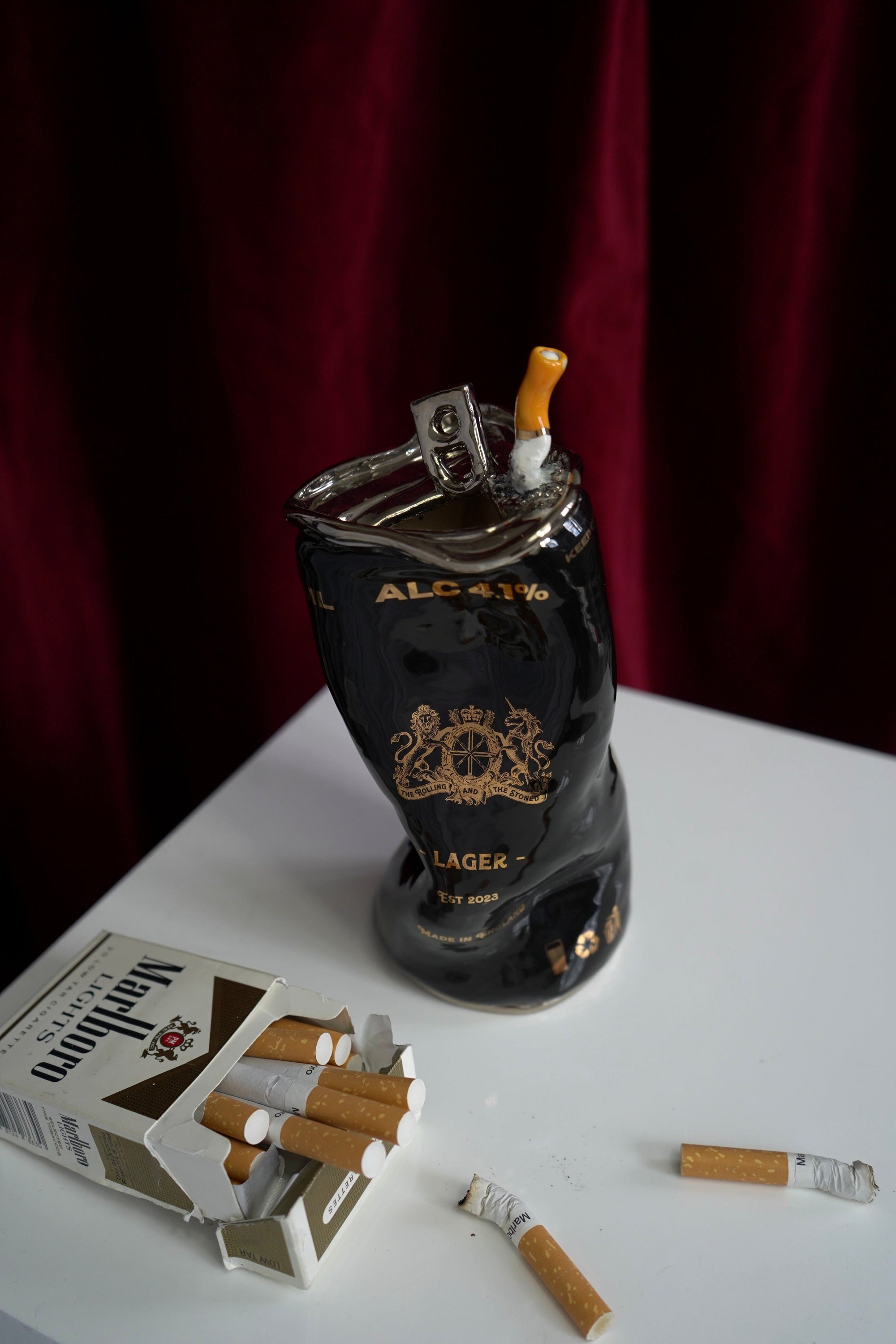 Silver Stubby Beer Can