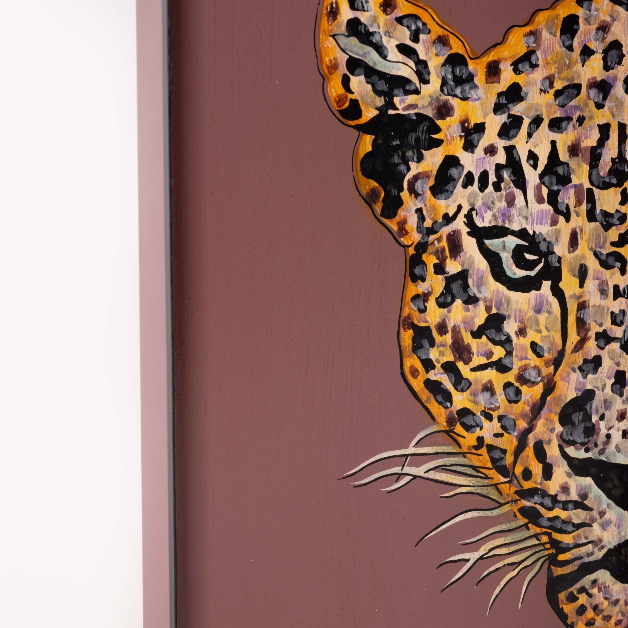 Fauna Hand-Painted Iron Tray - Leopard Left 01