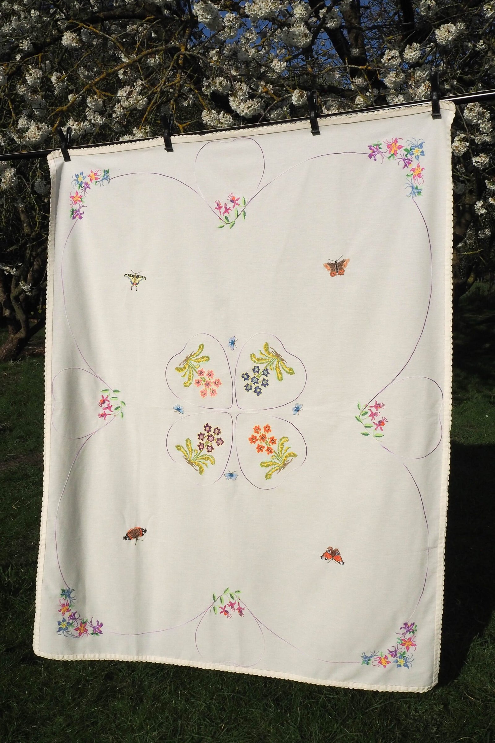 Vintage Embroidered Tablecloth