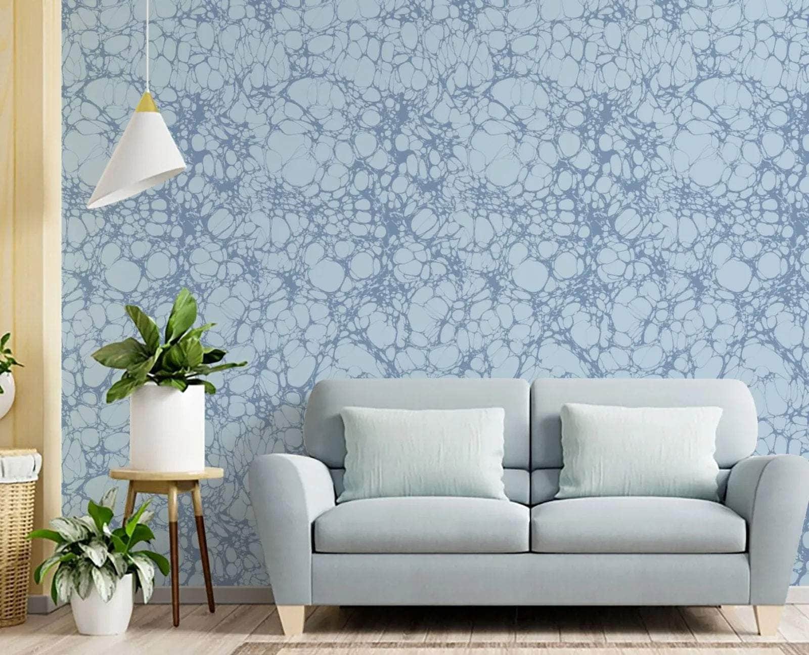 Marbled Wallpaper - 'Moucheté' - Col: Sea Holly - Mica Coated Non-Woven