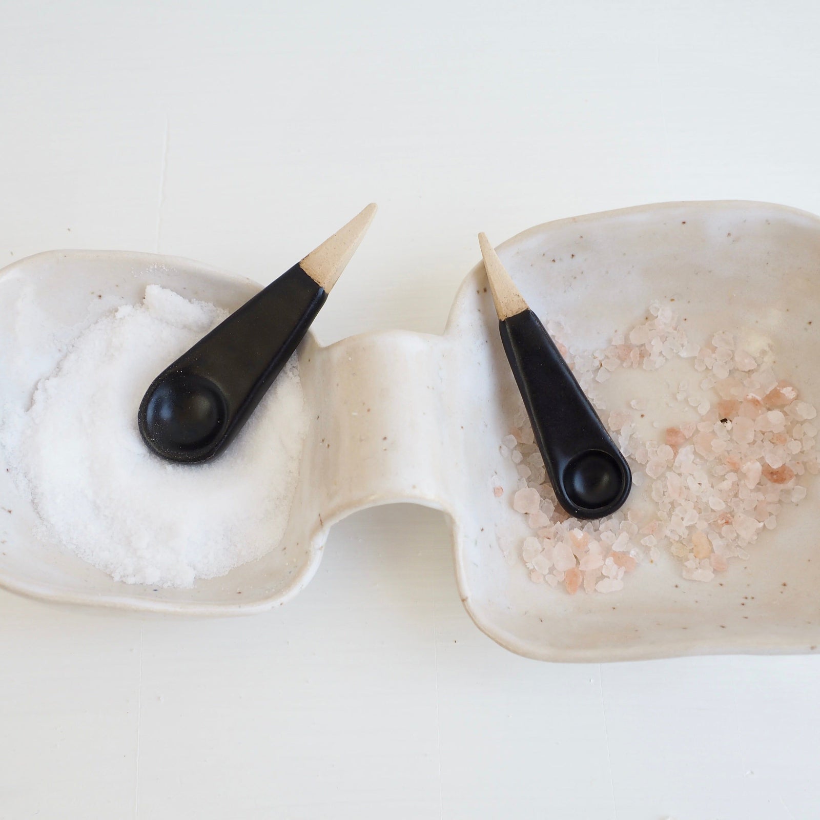 Handmade Mini Black Satin Pottery Salt / Spice Spoon