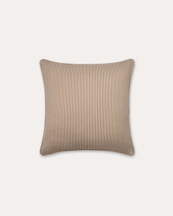 The Fine Stripe Square Cushion in Ochre