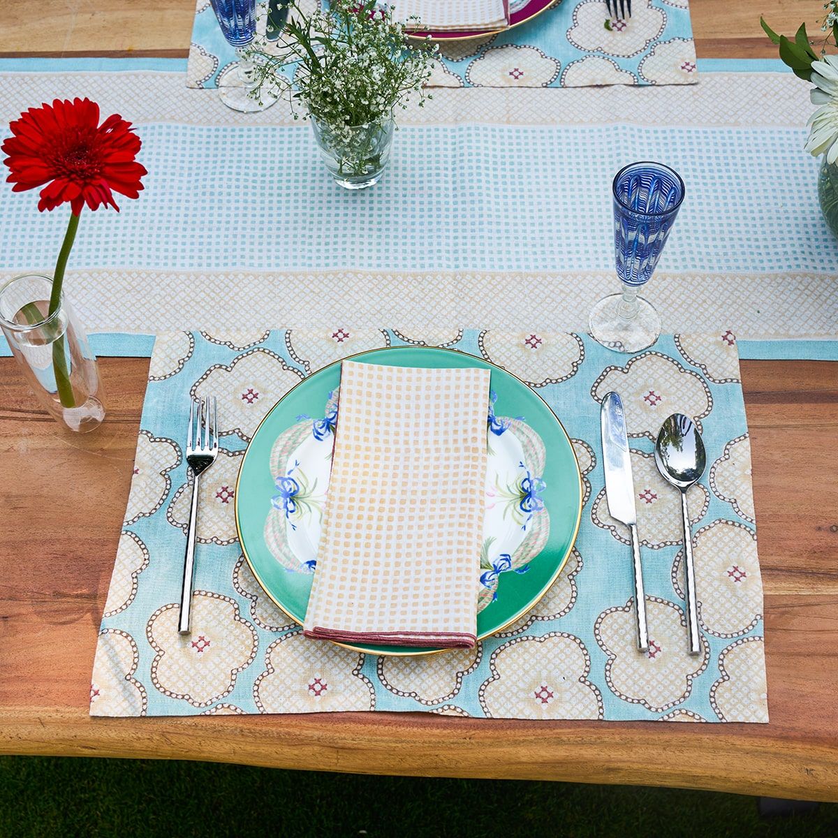 Floral Burst Placemat Blue (Set of 4)