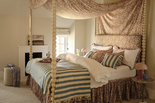 Frill-Edge White Duvet Set made with Liberty Fabric THORPE YELLOW