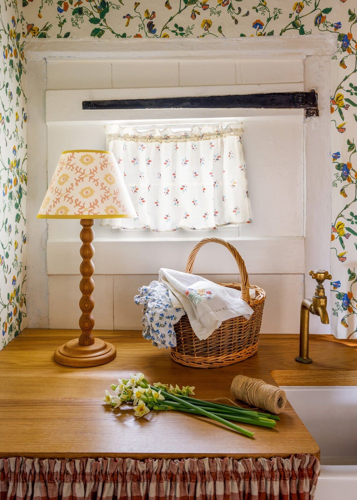Folk Flower Lampshade - Yellow / Terracotta