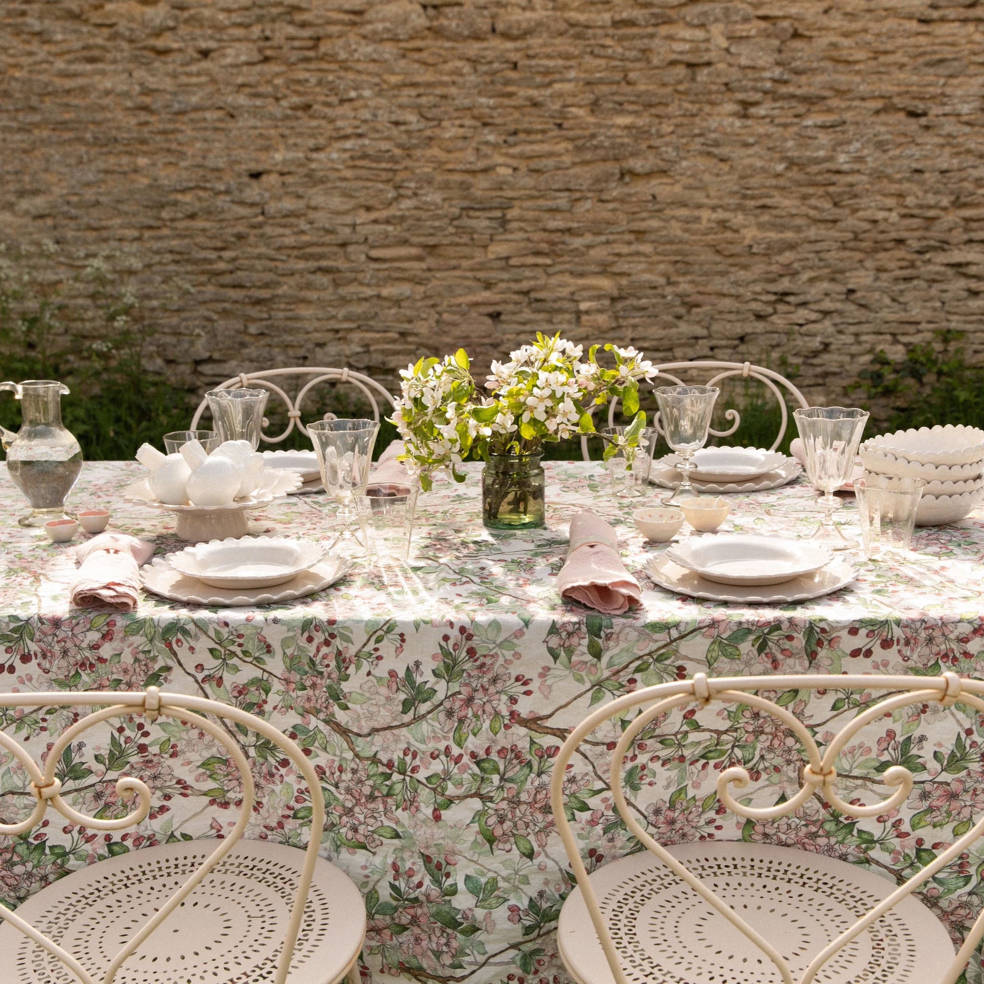 Cherry Blossom Linen Table Cloth