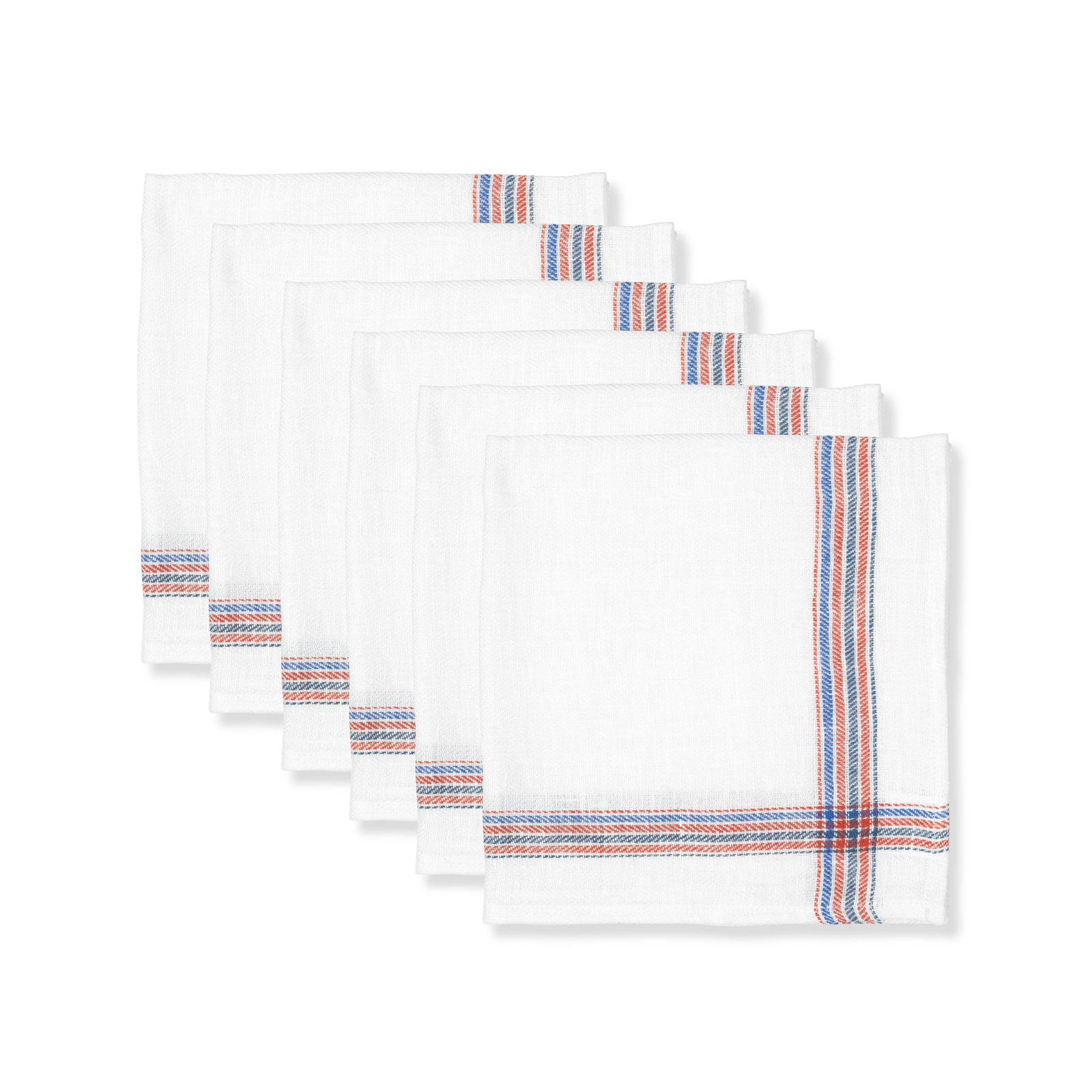Set of 6 Personalised French Red & Blue Border Napkins