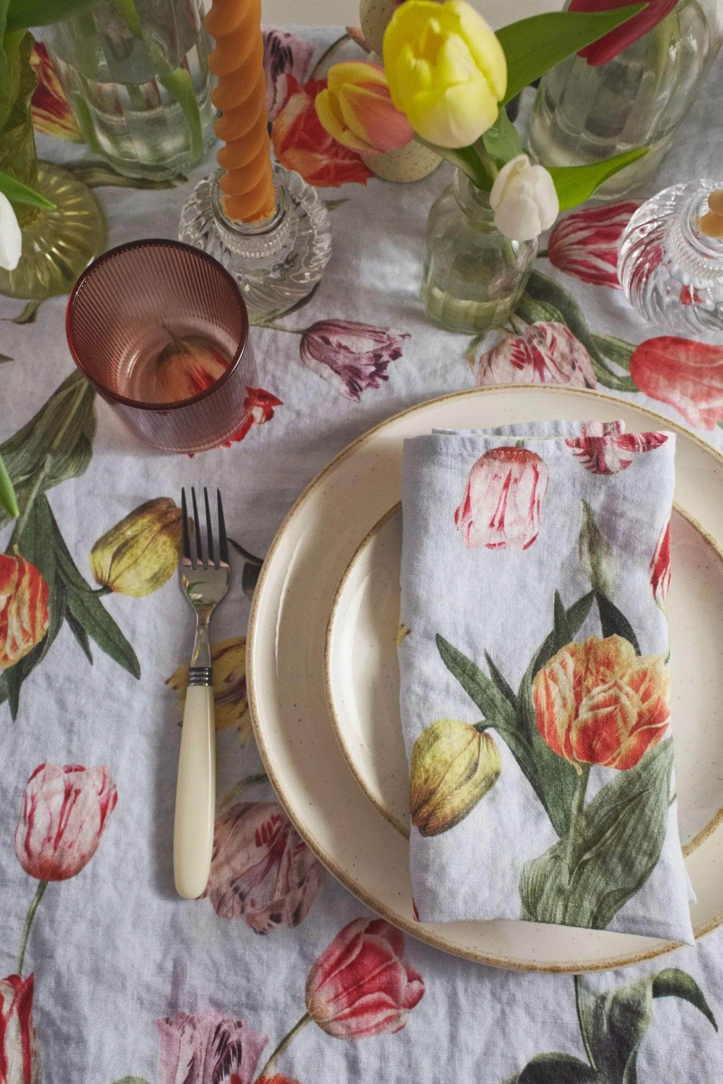 The Tulips Linen Napkin - Blue