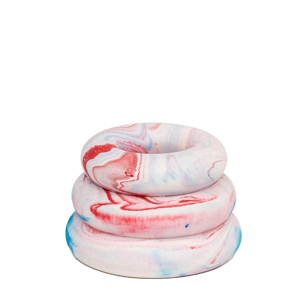 Marble Red & Blue Triple O Candleholder