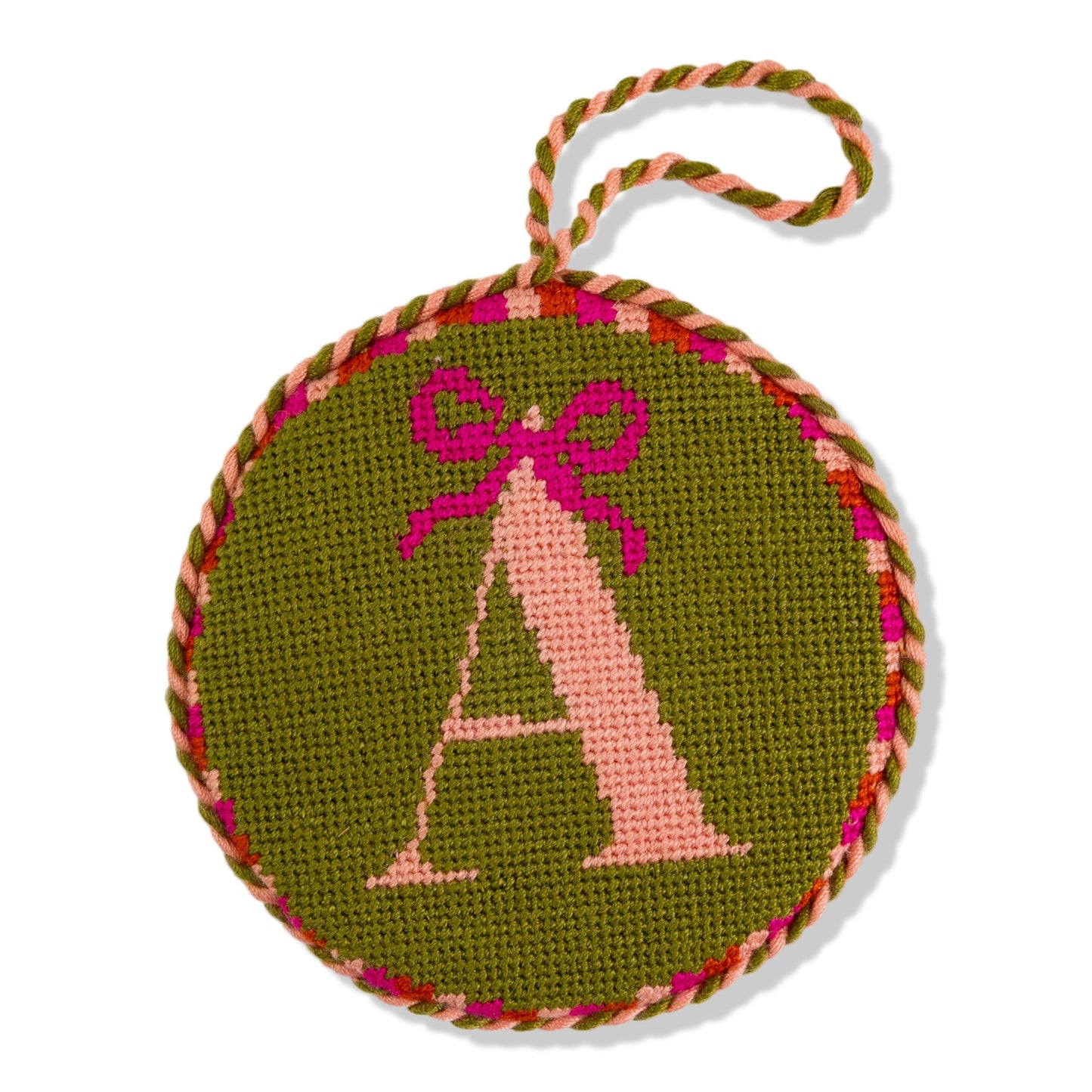 Needlepoint Monogram Ornament - A