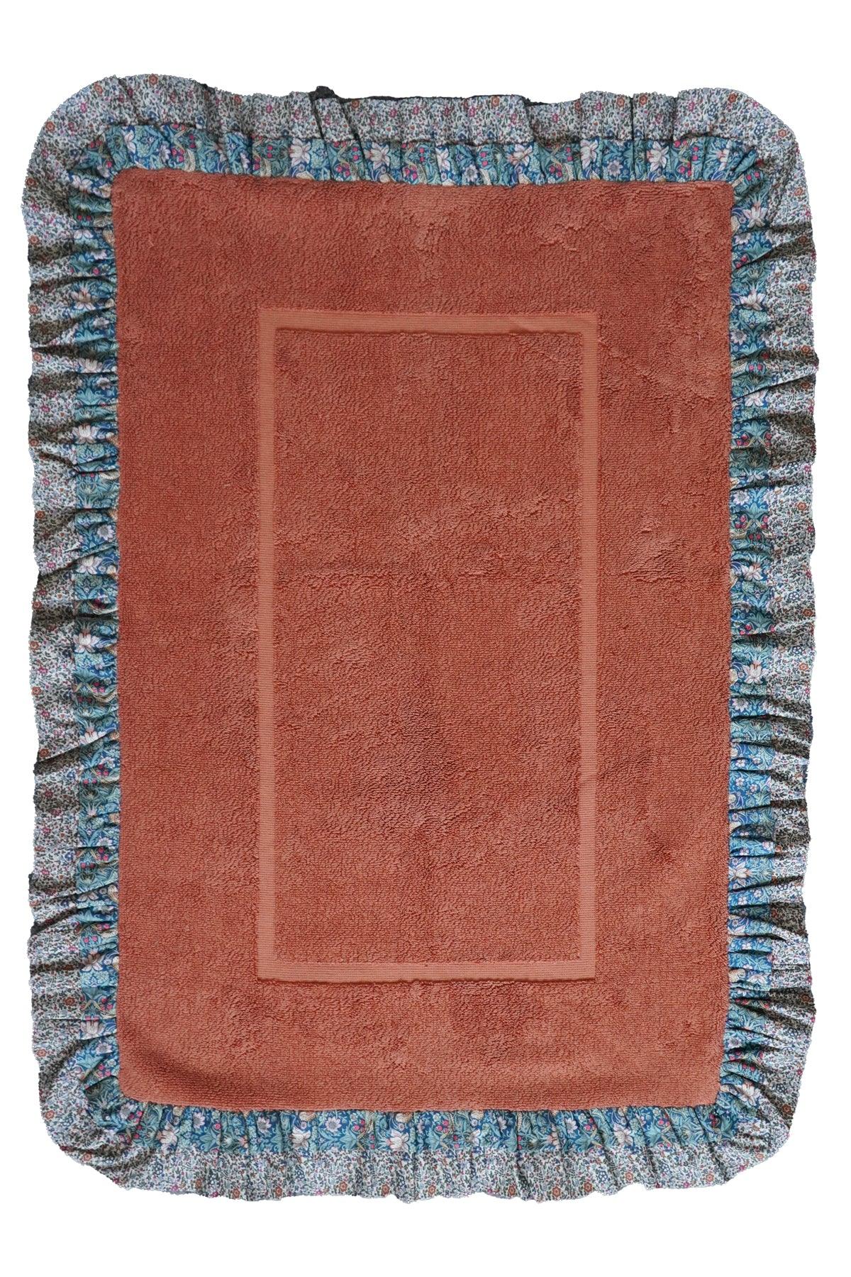 Ruffle Edge Bath Mat made with Liberty Fabric STRAWBERRY THIEF & KATIE & MILLIE