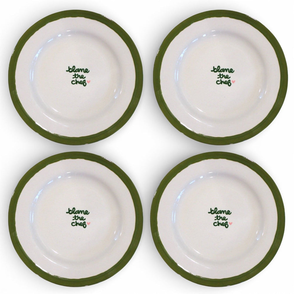 “blame the chef” Hand-painted Dessert Plates