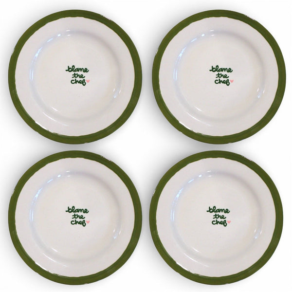“blame the chef” Hand-painted Dessert Plates