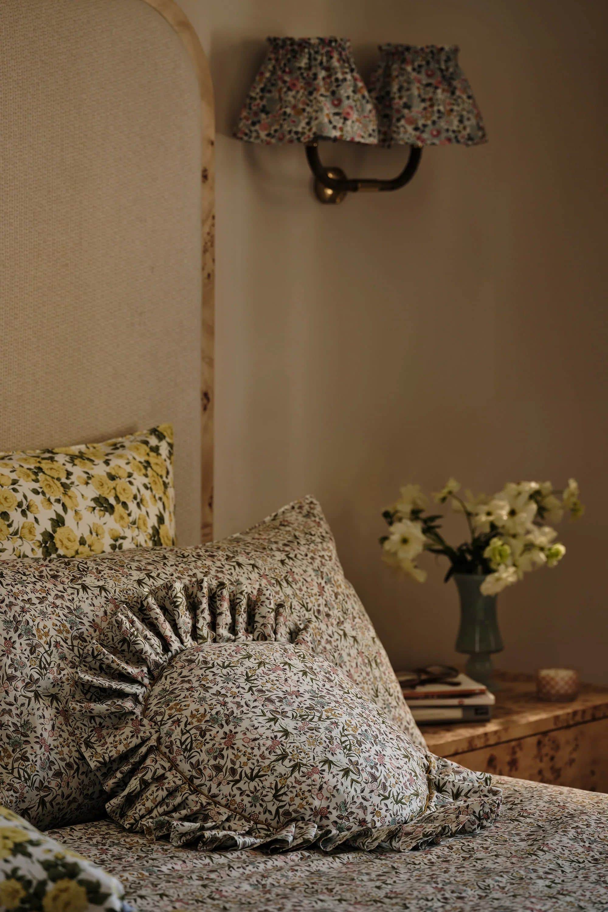 Round Pleat Cushion made with Liberty Fabric TAPESTRY