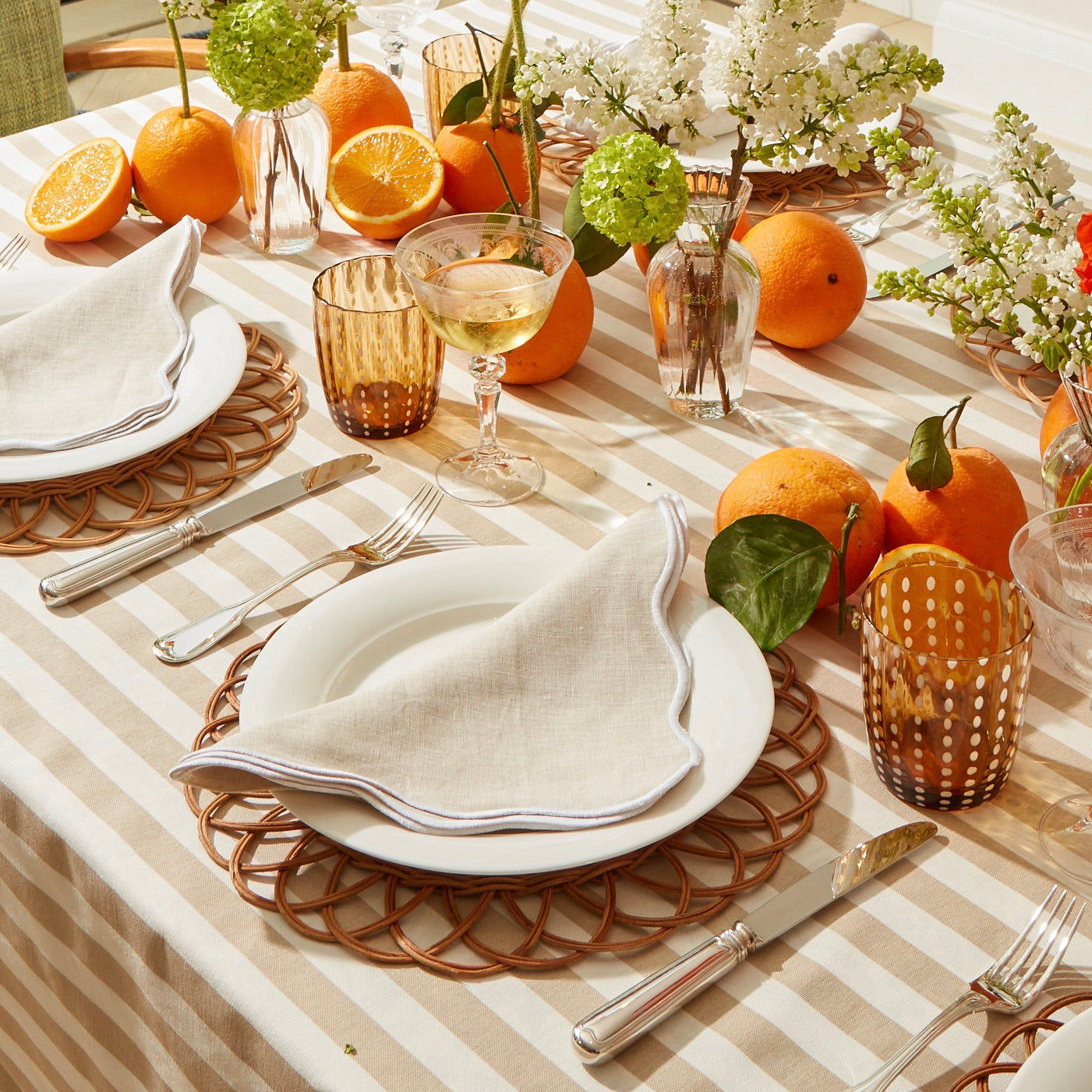 Beige Stripe Tablecloth Tablecloths