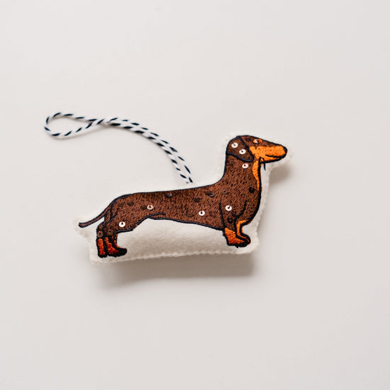 The Sausage Dog Embroidered Hanging Ornament