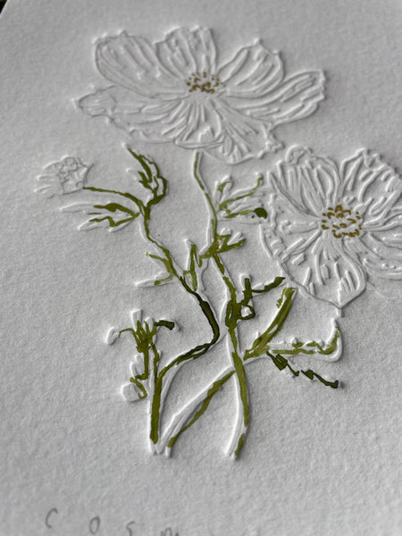 Limited Edition Cosmos Flower of the Month Embossing and Drawing