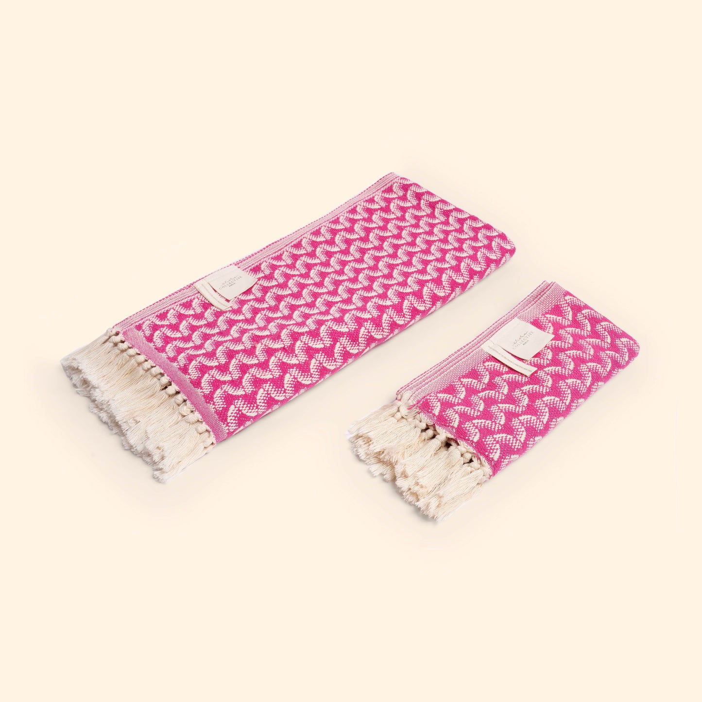 Silent Ripple Pure Cotton Hand Towel In Dark Pink