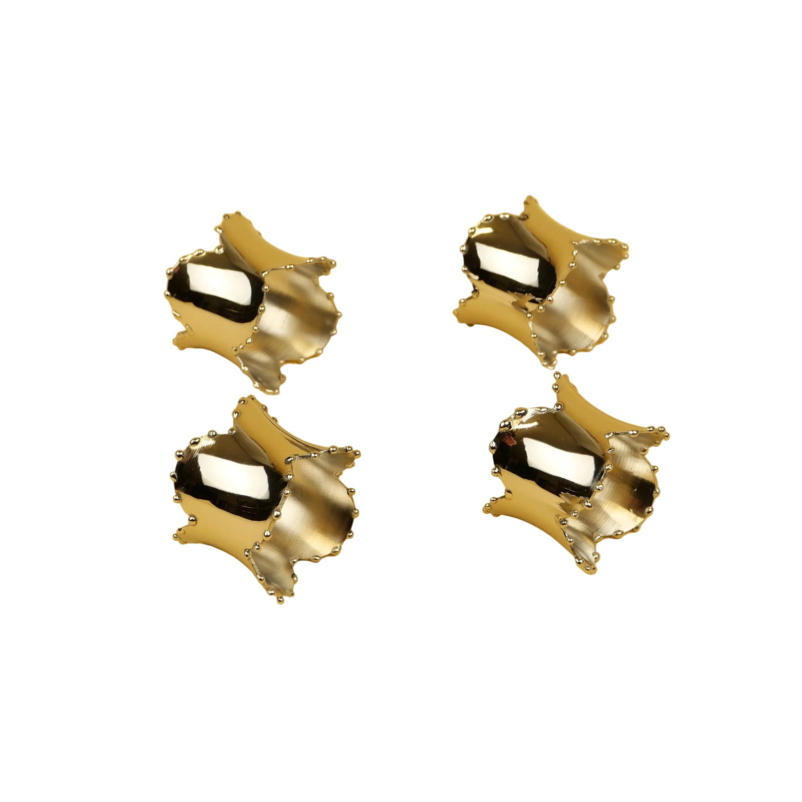 Nickel Napkin Ring Scalloped Set of 4