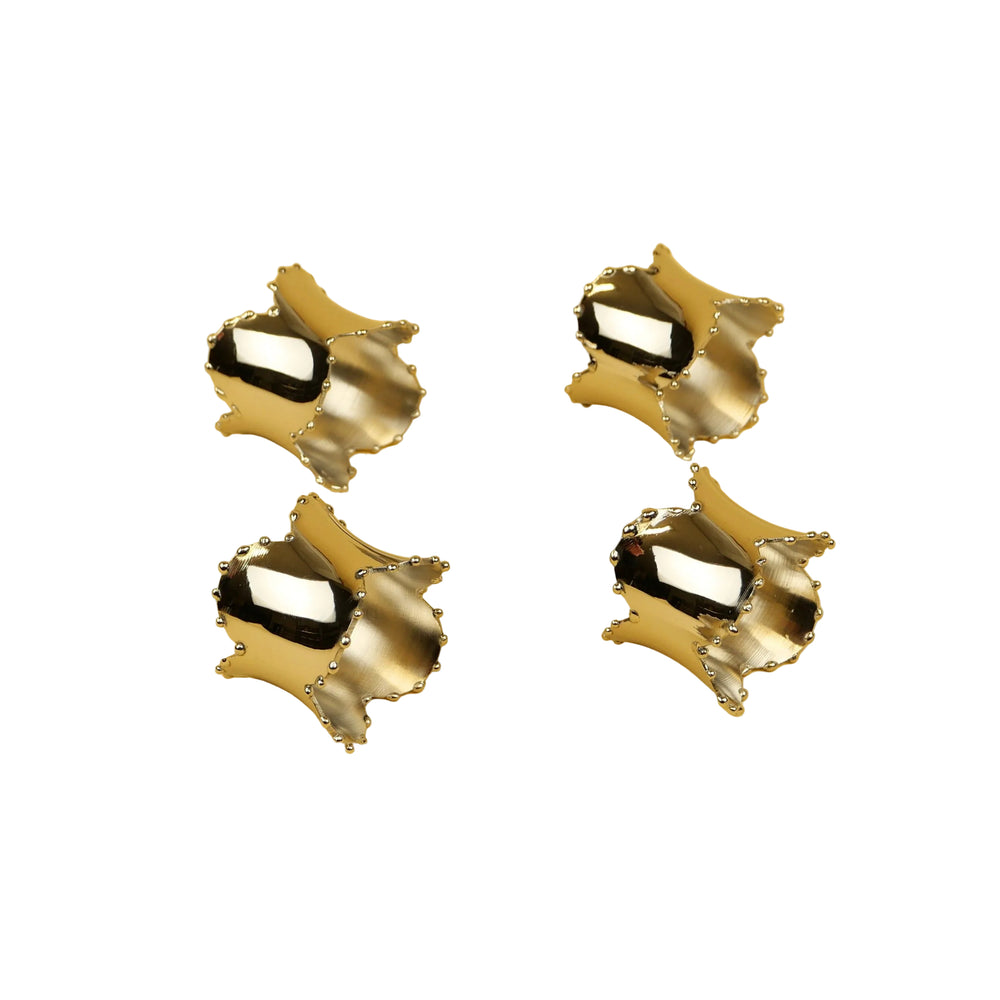 Nickel Napkin Ring Scalloped Set of 4