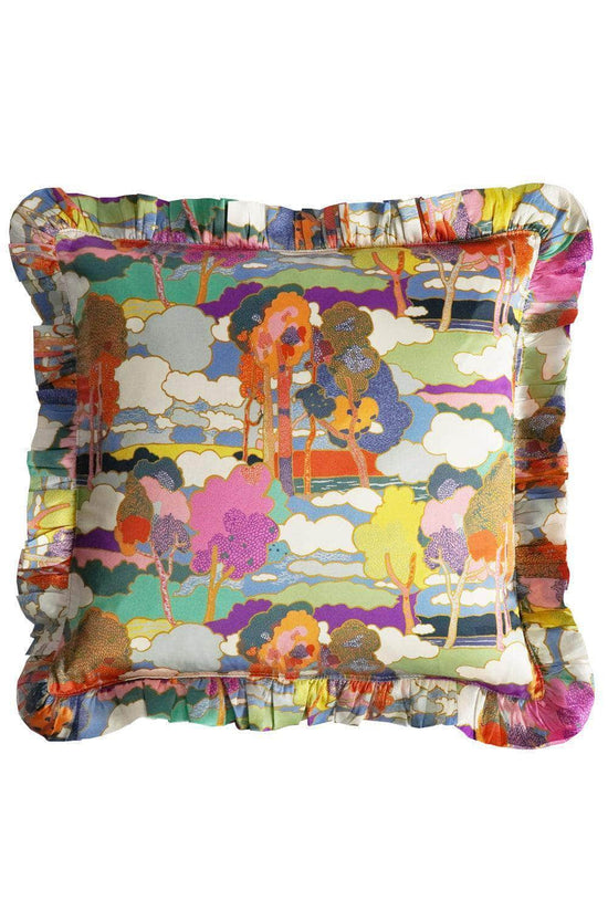 Silk Ruffle Cushion Made With Liberty Fabric Prospect Road