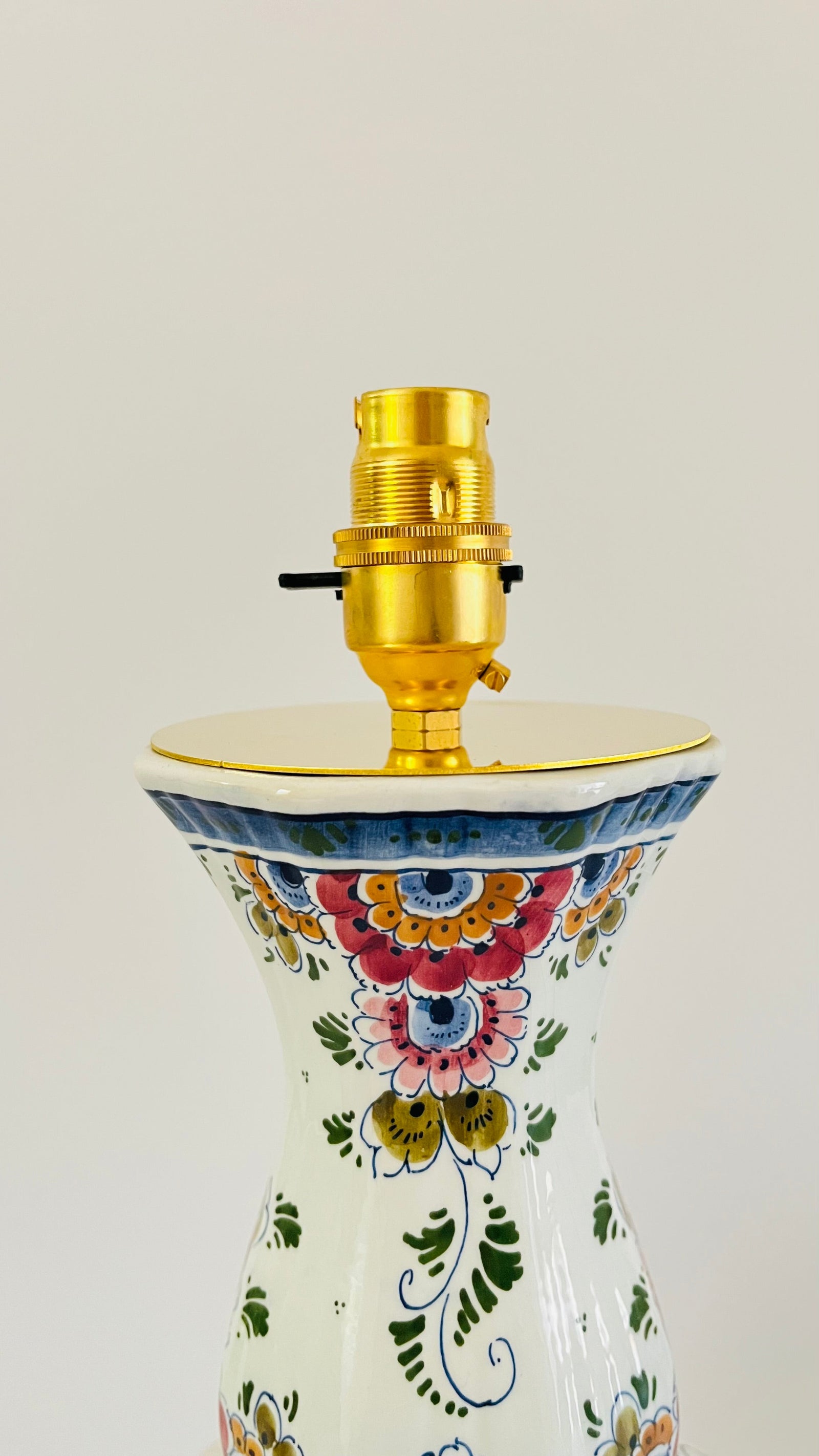 Antique Delft Polychrome Lamp