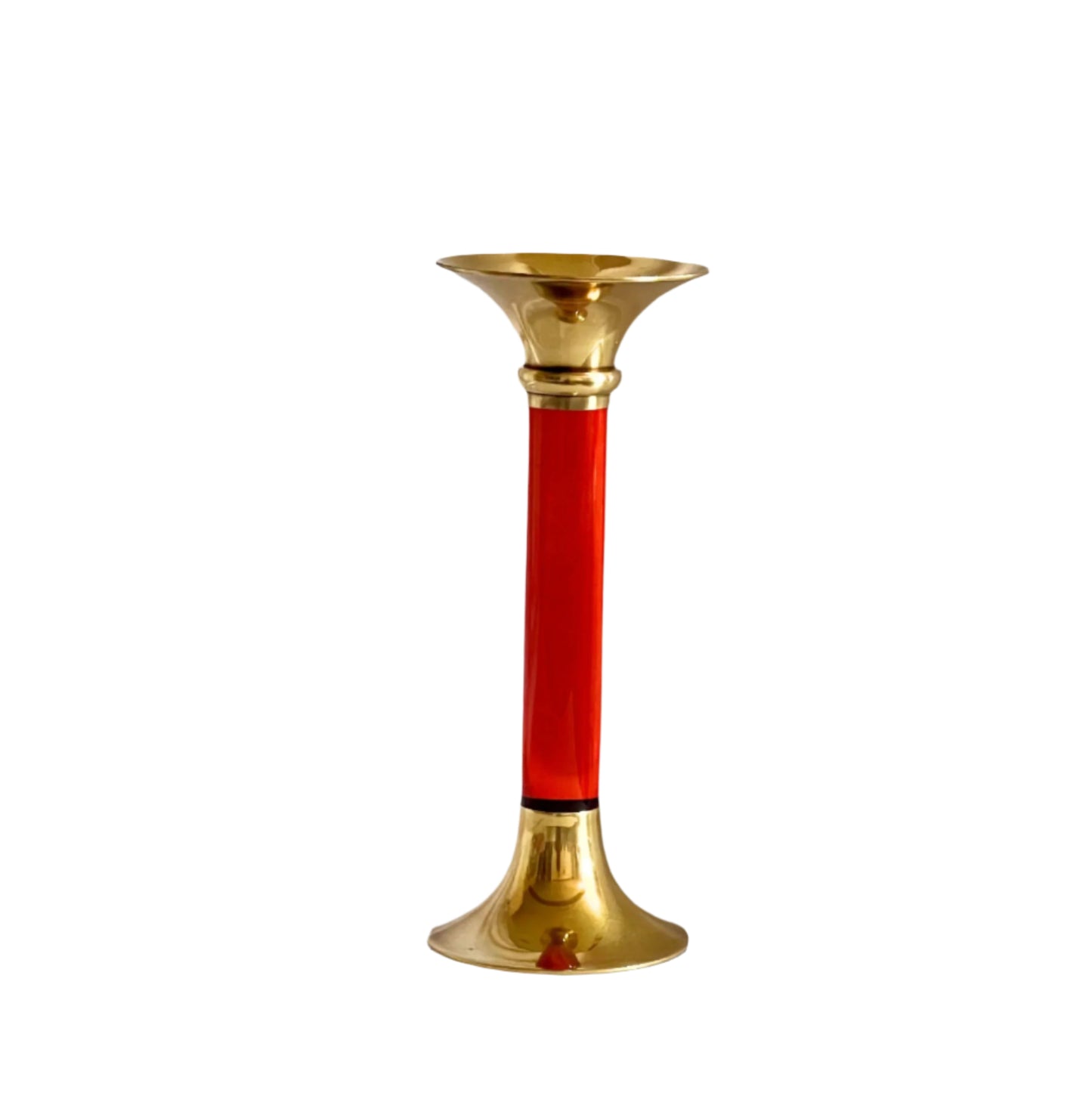 Brass and Acrylic Candleholder | Large | Ruby Red