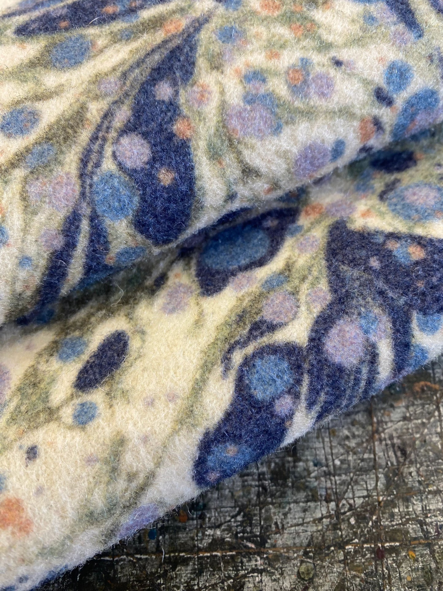 Marbled Fabric - 'Juniper' Col: Blue Anise - 100% Wool
