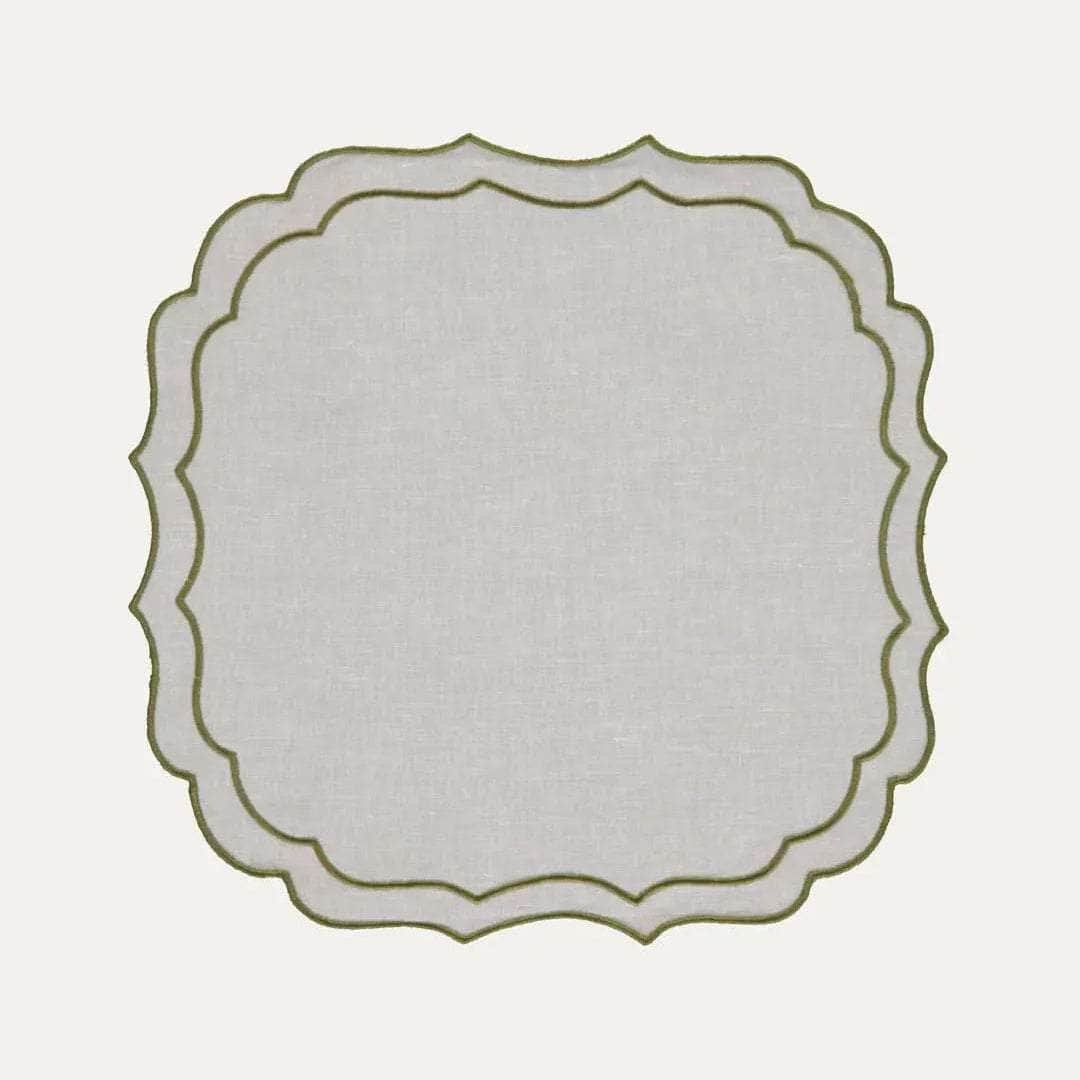 Greta Placemat, White with Green