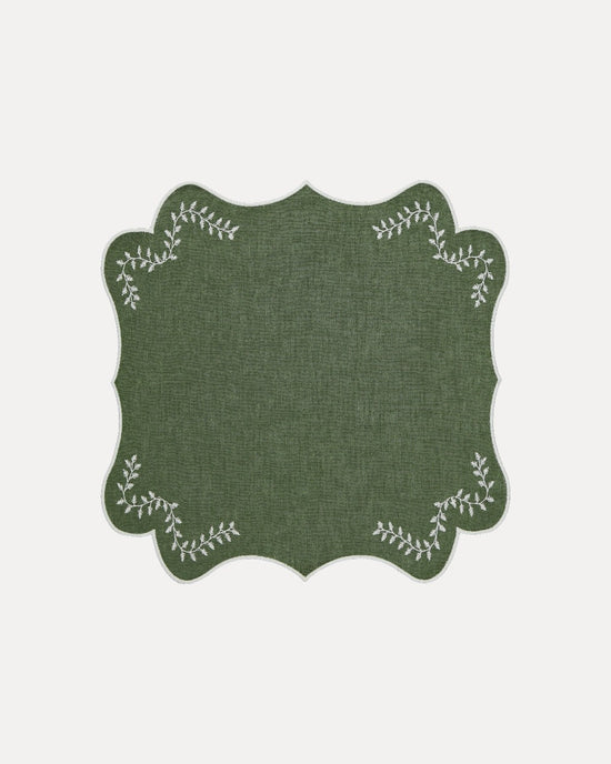 Foliage Placemat, Green with White