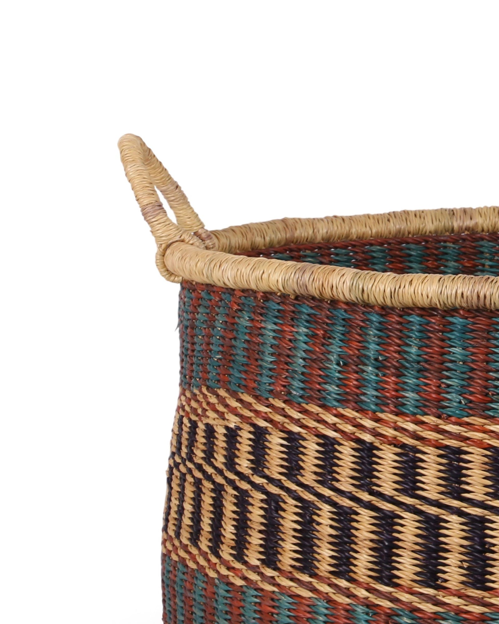 LIKEM: Large Teal, Brown and Black Floor Storage Basket with Handles