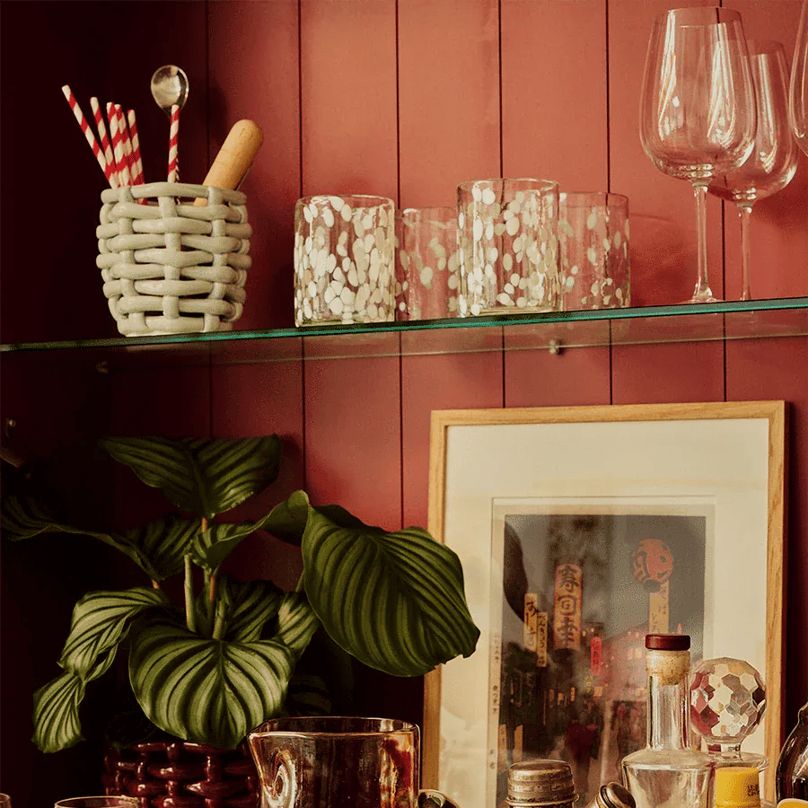 Small Sky Blue Basketweave Planter