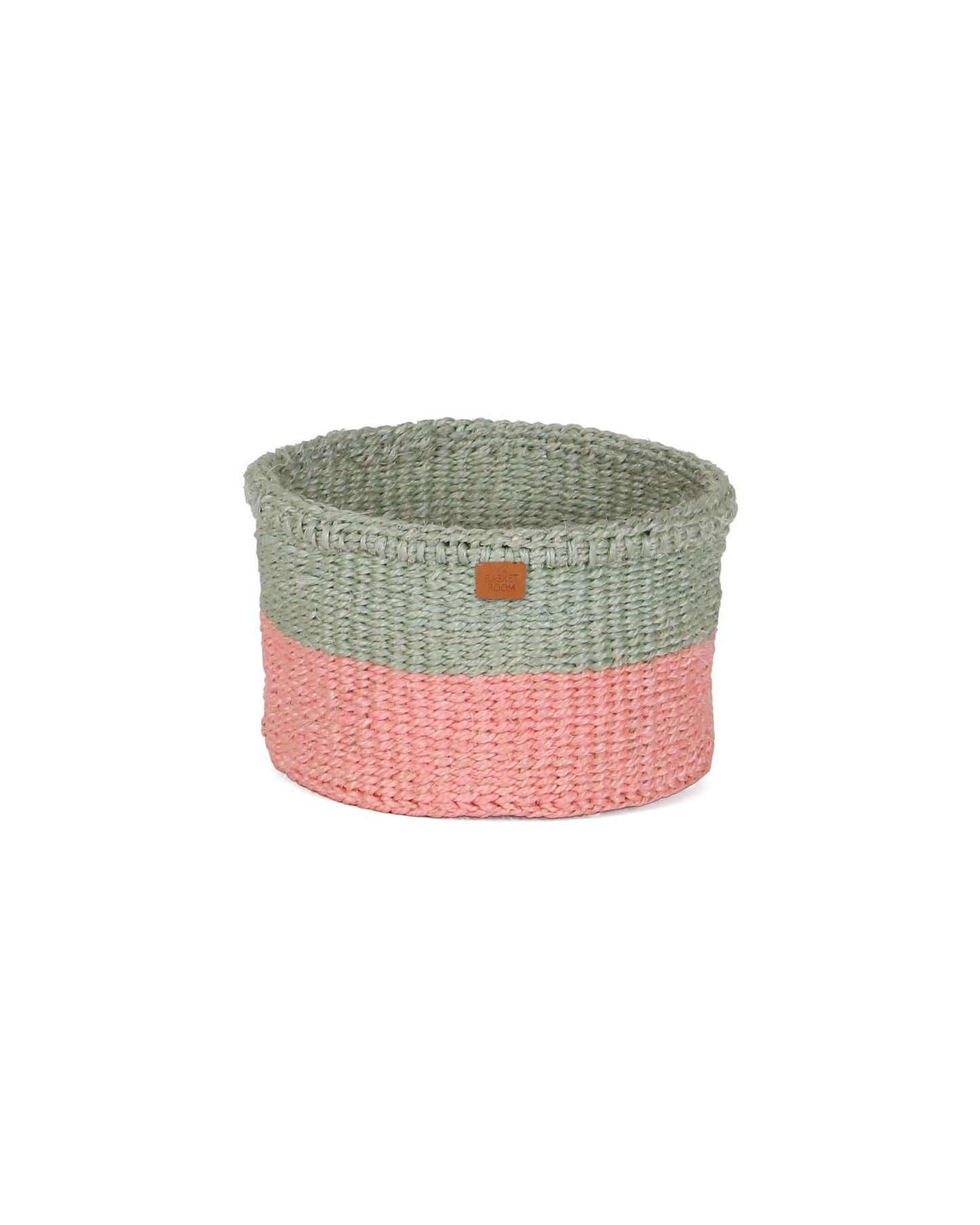 SIAFU: Sapling Green and Dusky Pink Colour Block Sisal Basket