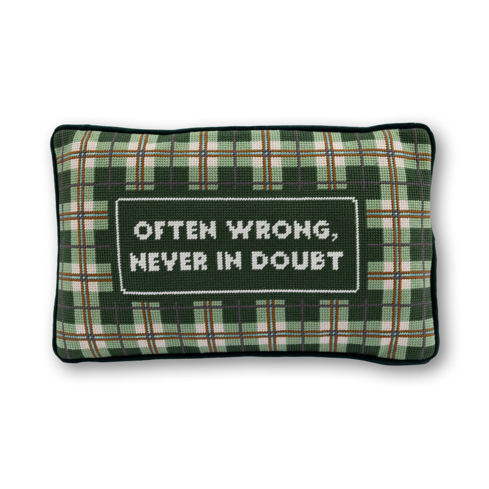 Often Wrong Needlepoint Pillow