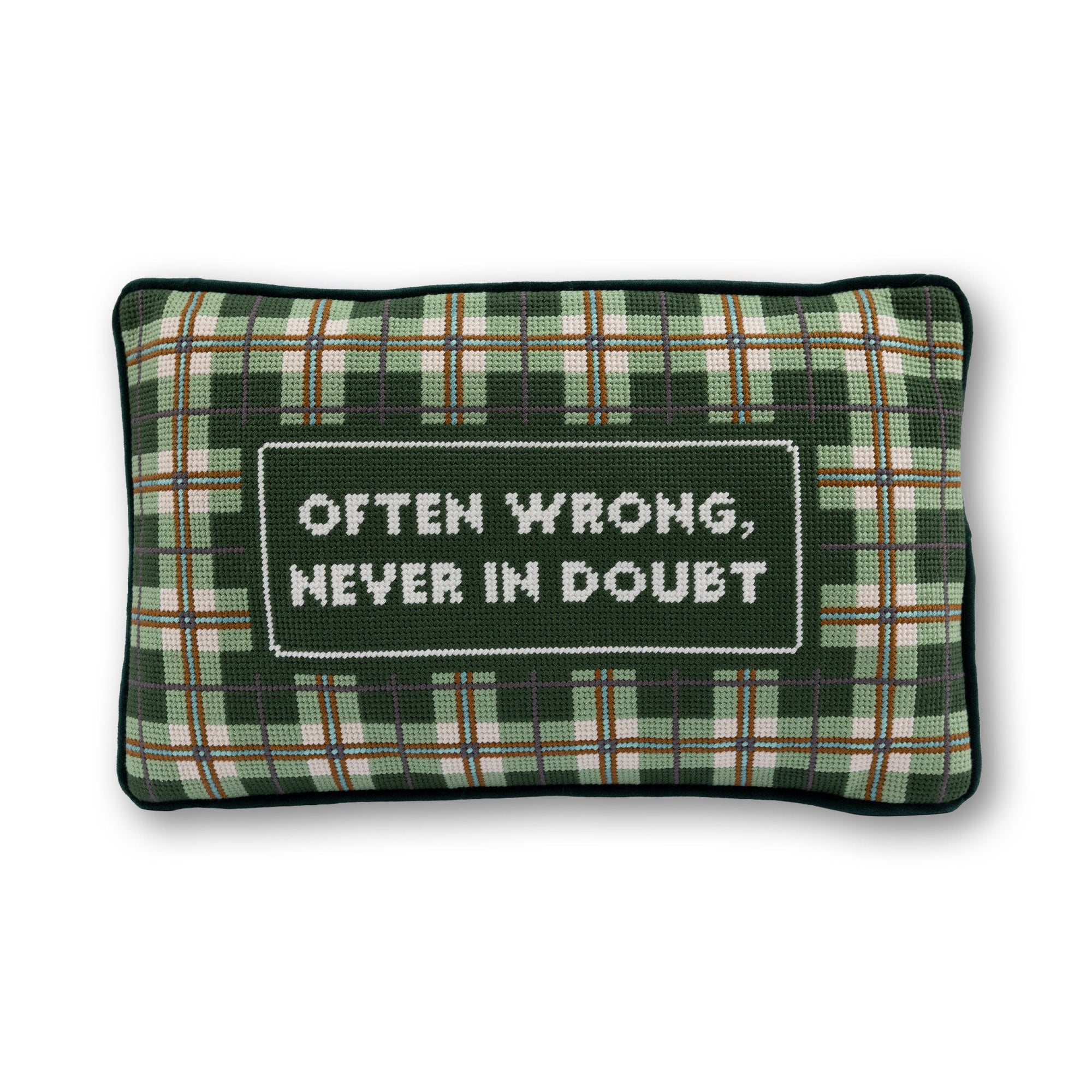 Often Wrong Needlepoint Pillow